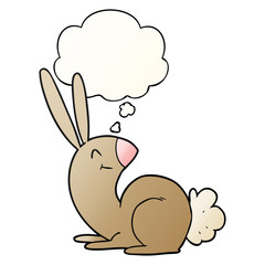 cute cartoon rabbit and thought bubble in smooth gradient style