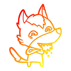 warm gradient line drawing cartoon hungry wolf