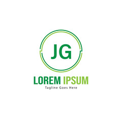 Initial JG logo template with modern frame. Minimalist JG letter logo vector illustration