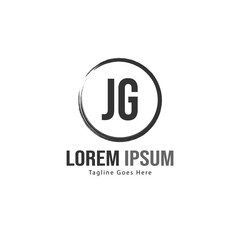 Initial JG logo template with modern frame. Minimalist JG letter logo vector illustration