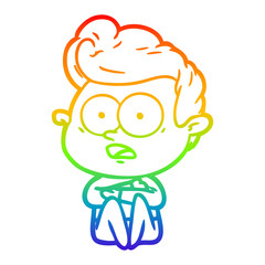 Obraz premium rainbow gradient line drawing cartoon staring man