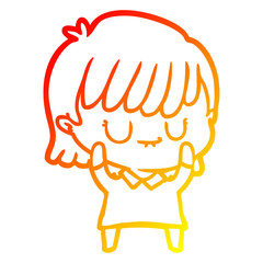 warm gradient line drawing cartoon woman