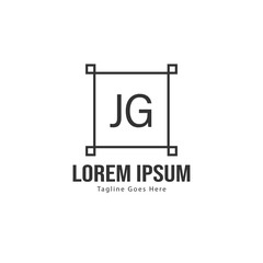 Initial JG logo template with modern frame. Minimalist JG letter logo vector illustration