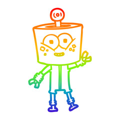 rainbow gradient line drawing happy cartoon robot