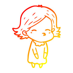 warm gradient line drawing cartoon woman