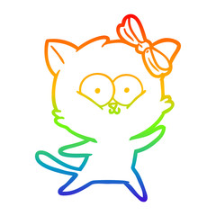 rainbow gradient line drawing cartoon cat