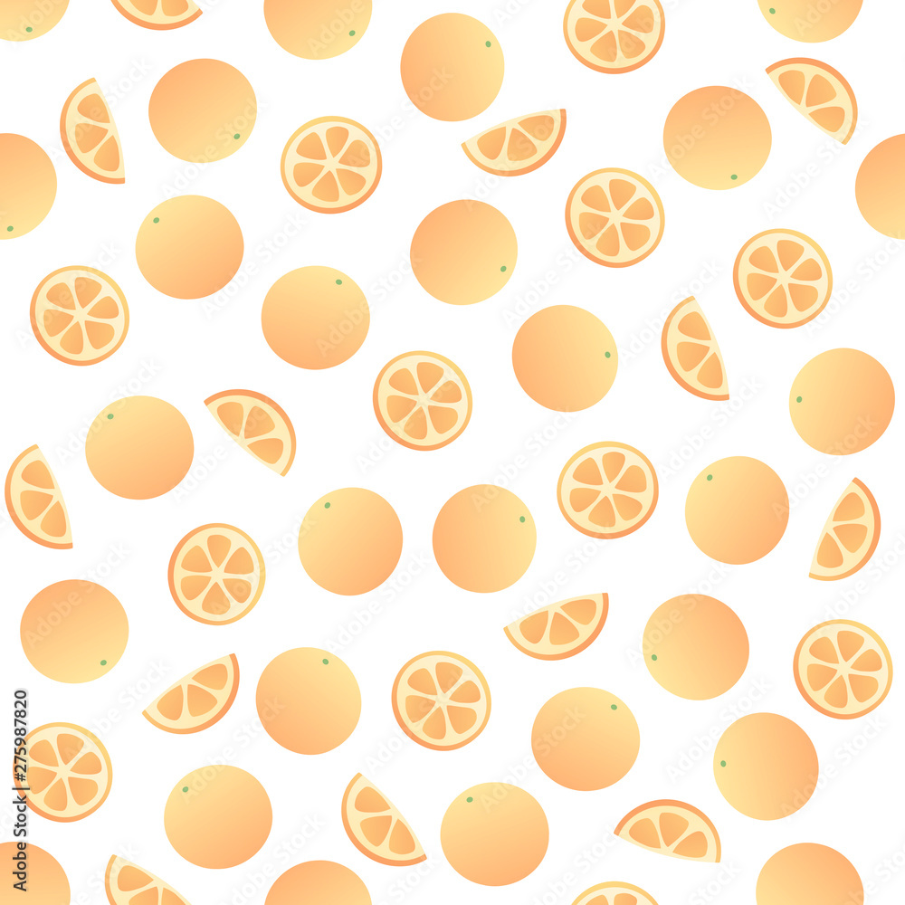 Poster vector fresh simple fruit seamless pattern. irregular composition of citrus orange slices isolated o