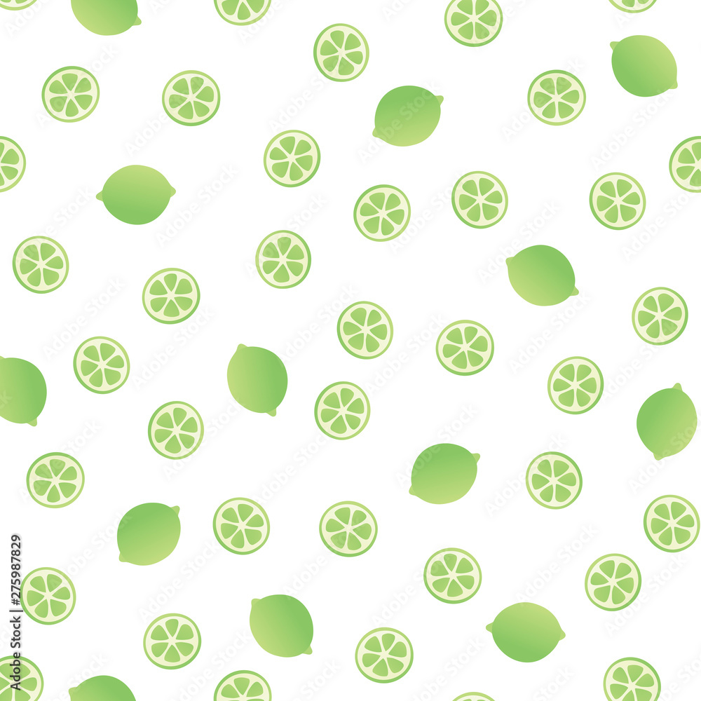 Poster vector modern simple fruit seamless pattern. irregular composition of colorful citrus lime slices is