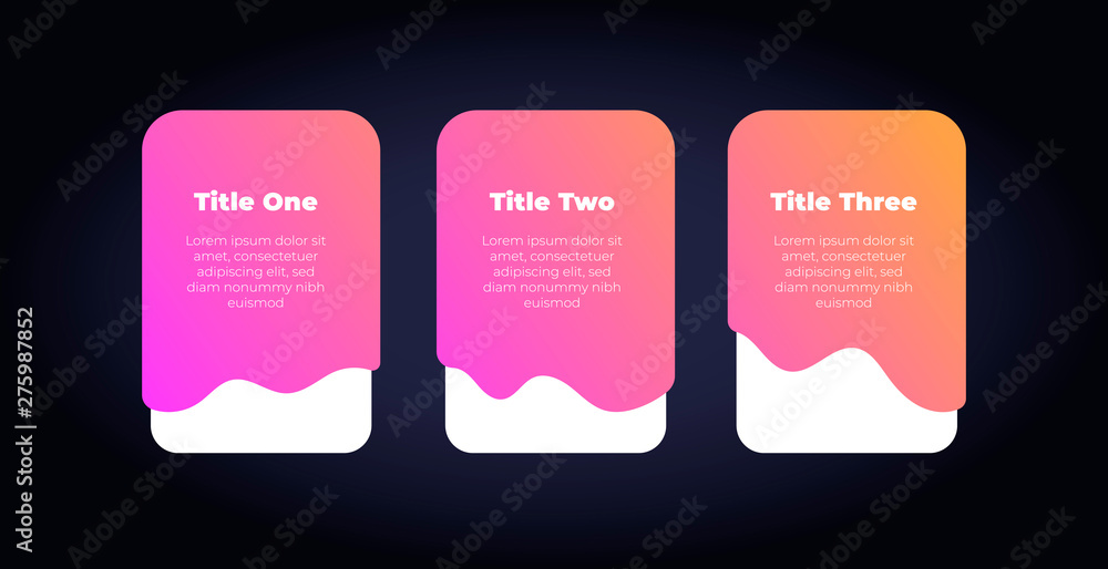 Poster vector inforgraphic fluid step template. modern style colorful pink to orange gradient shape on post