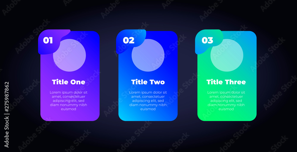 Poster vector inforgraphic fluid step template. modern style colorful gradient on poster page with circle f