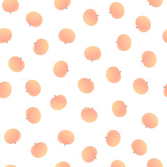 Vector modern simple fruit seamless pattern. Irregular composition of apricot illustration isolated on white background. Design repeate tile for decorative texture, textile, backdrop, wrapping paper.