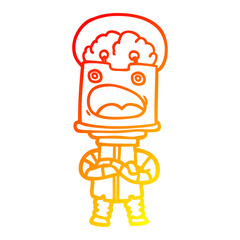 warm gradient line drawing cartoon robot