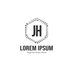 Initial JH logo template with modern frame. Minimalist JH letter logo vector illustration