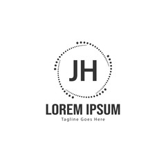Initial JH logo template with modern frame. Minimalist JH letter logo vector illustration