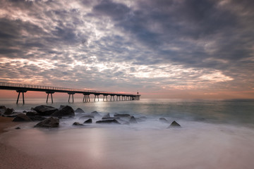 Fototapeta premium Sunrise in a mediterranean harbor