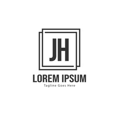 Initial JH logo template with modern frame. Minimalist JH letter logo vector illustration