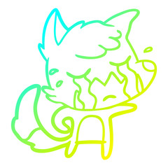 cold gradient line drawing crying fox cartoon