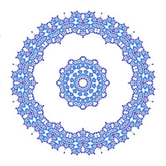 blue circle geometric ornament isolated on white background