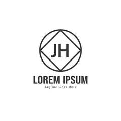 Initial JH logo template with modern frame. Minimalist JH letter logo vector illustration