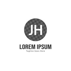 Initial JH logo template with modern frame. Minimalist JH letter logo vector illustration