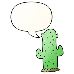 cartoon cactus and speech bubble in smooth gradient style