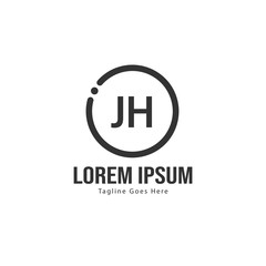 Initial JH logo template with modern frame. Minimalist JH letter logo vector illustration