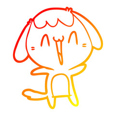 Fototapeta premium warm gradient line drawing cartoon laughing dog