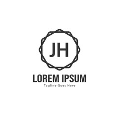 Initial JH logo template with modern frame. Minimalist JH letter logo vector illustration