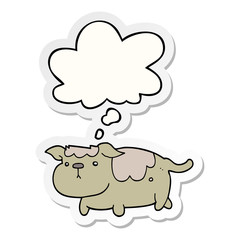 cartoon dog and thought bubble as a printed sticker