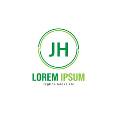 Initial JH logo template with modern frame. Minimalist JH letter logo vector illustration