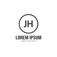 Initial JH logo template with modern frame. Minimalist JH letter logo vector illustration