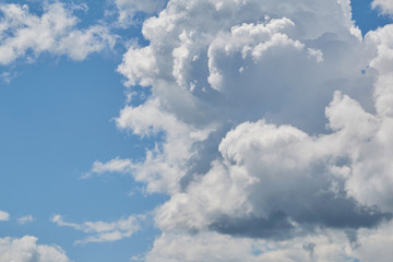 Naklejka na ściany i meble Blue sky with beautiful curly, gray-white, cumin clouds