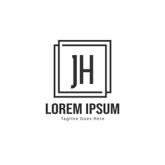 Initial JH logo template with modern frame. Minimalist JH letter logo vector illustration
