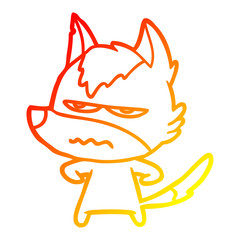 warm gradient line drawing cartoon annoyed wolf