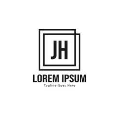 Initial JH logo template with modern frame. Minimalist JH letter logo vector illustration