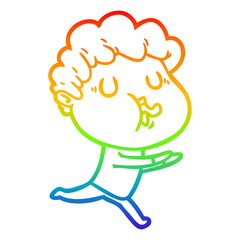 rainbow gradient line drawing cartoon man singing