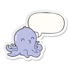 cartoon octopus and speech bubble sticker