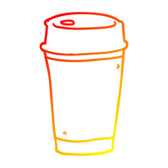 warm gradient line drawing cartoon take out coffee