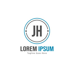Obraz premium Initial JH logo template with modern frame. Minimalist JH letter logo vector illustration