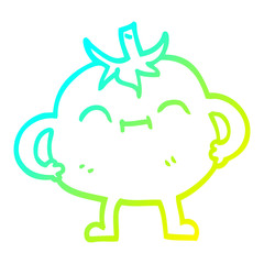 cold gradient line drawing cartoon happy tomato