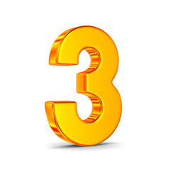Fototapeta premium Number three on white background. Isolated 3D illustration
