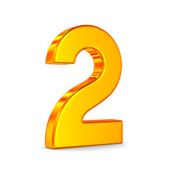 Naklejka premium Number two on white background. Isolated 3D illustration
