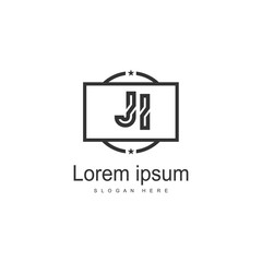 Initial JI logo template with modern frame. Minimalist JI letter logo vector illustration