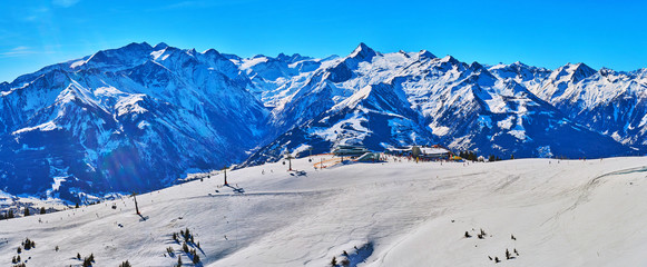 Panorama of ski resort, Schmitten mount, Zell am See, Austria