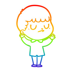 rainbow gradient line drawing cartoon grumpy boy