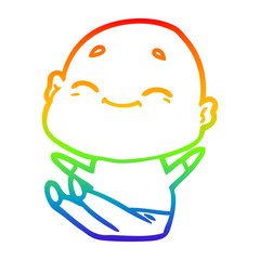 rainbow gradient line drawing happy cartoon bald man