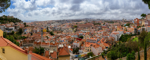 Birds eye view panoramic landscape photography in Lisbon, Portugal