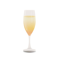 A glass of champagne isolated on a white background for your creativity