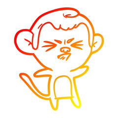 warm gradient line drawing cartoon annoyed monkey