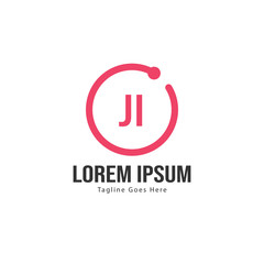 Initial JI logo template with modern frame. Minimalist JI letter logo vector illustration